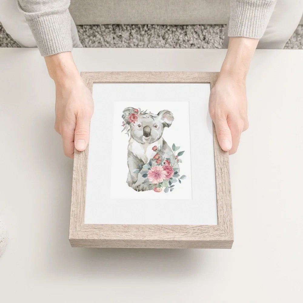 Watercolor Floral Koala Illustration Wall Art Print Poster Unframed - Picture 8 of 8